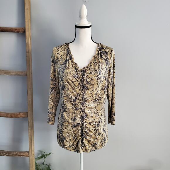 Dana Buchman Women's Snakeskin Print Ruched Top Size M - Picture 1 of 8